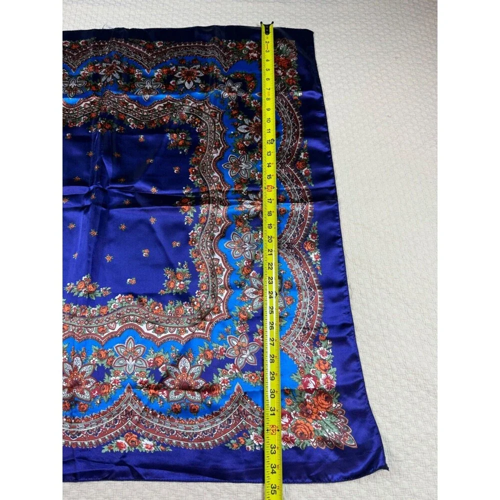 Vintage Square Scarf Paisley Satin‎ Large Mandala 35.5